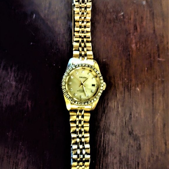 GRUEN VTG Women's Quartz Watch: Crystal Bezel~Date~Water Resistant~New Battery - Picture 12 of 13